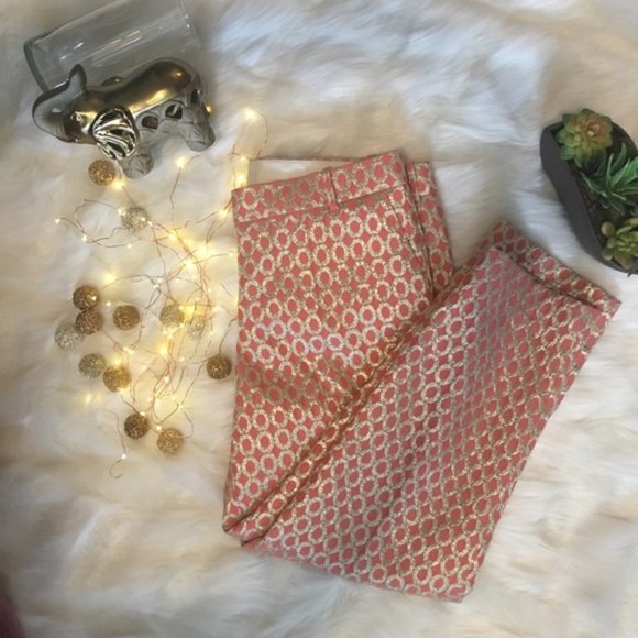 J.Crew Cafรฉ Capri - Coral Gilded Dot Brocade Sz 10 - Picture 4 of 9